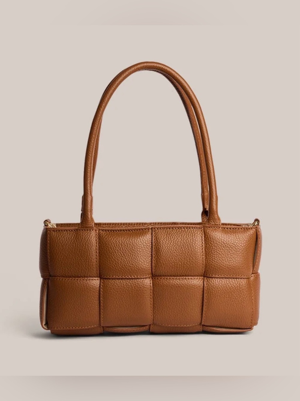 Vestirsi Margot Woven Baguette Chestnut-brown leather crossbody shoulder bag NWT